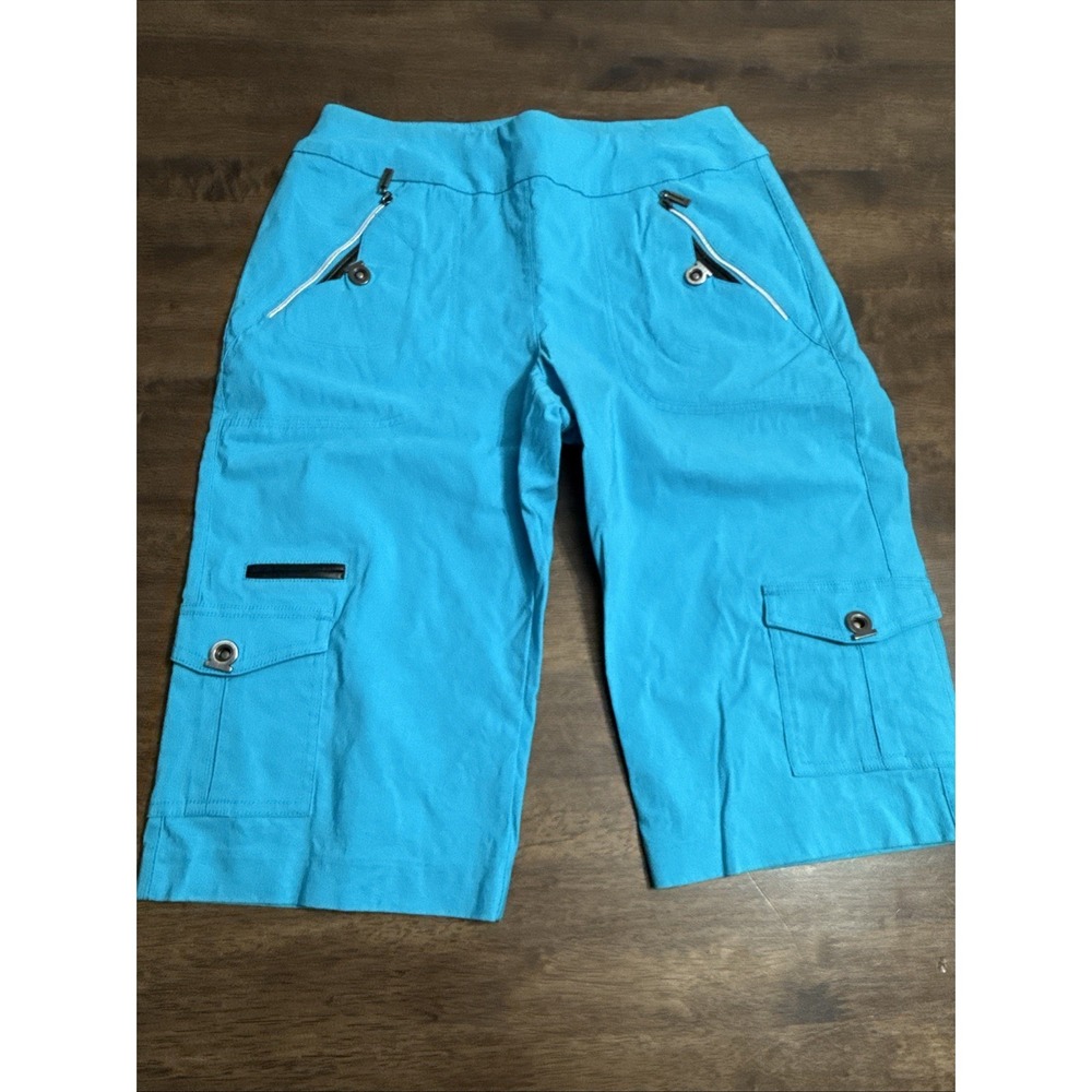Jamie Sadock Turquoise Zip Pocket Shorts 8 Long Flat Front Athletic Sporty Golf